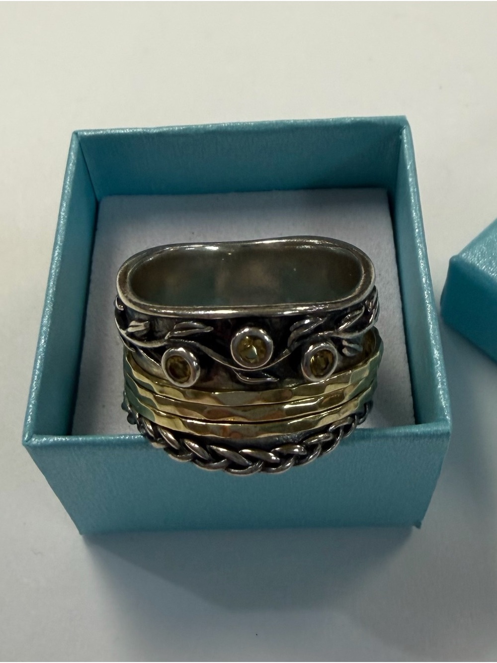 Or Paz PZ Israel Sterling Silver Wide Band Spinner Ring Size 10.75